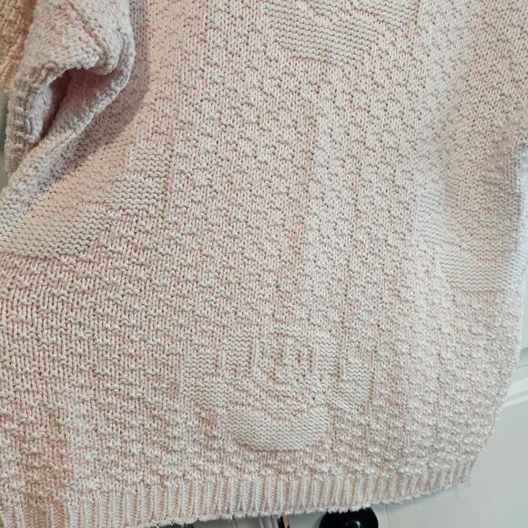 Vintage Lace Sweater Womens Large Pastel Pink 90s Glam Coquette Retro Cottage - Picture 6 of 10